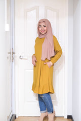 Waffle knit flair long tunic