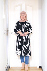 Amyra printed balloon sleeve oversized long tunic #1