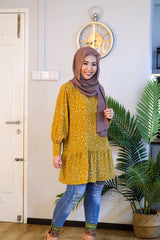 Rabia ruffle printed tunic Mustard L