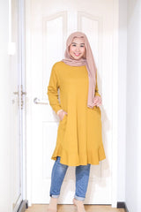 Waffle knit flair long tunic