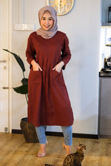 Leia long linen pocket split tunic