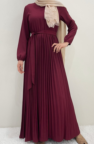 Selena pleated skirt dress Maroon