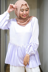 Pleated gathered sleeve babydoll top