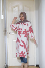 Amyra printed balloon sleeve oversized long tunic