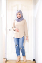 Waffle knit hilow pocket top