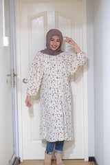 Amyra printed balloon sleeve oversized long tunic #2 Cream