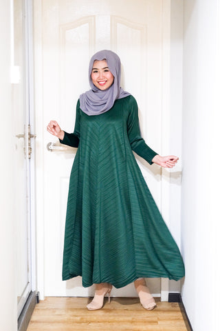 Pleated high neck dress #2 Darkgreen