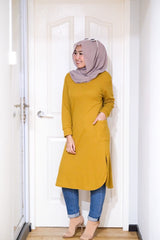 Waffle knit long tunic with cuff sleeve v3