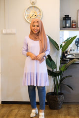 Long pleated ruffle tunic Beigepink