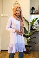 Long pleated ruffle tunic Beigepink