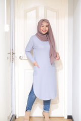 Waffle knit long tunic with cuff sleeve v2