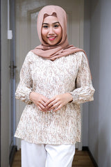 Hanis printed pleated top #2 Darkbrown