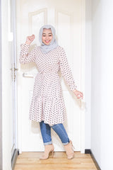 Small polka pleated ruffle tunic