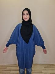 Pleated batwing long tunic