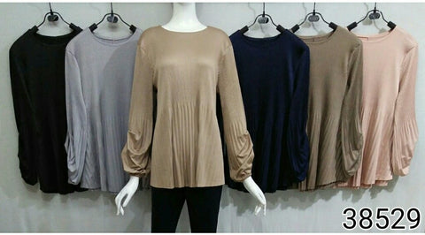 Gathered sleeve pleated top