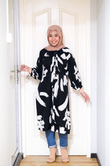 Amyra printed balloon sleeve oversized long tunic #1