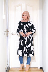 Amyra printed balloon sleeve oversized long tunic #1