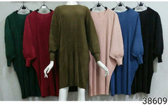 Pleated batwing long tunic