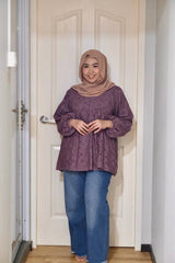 Viola eyelet puff balloon sleeve top