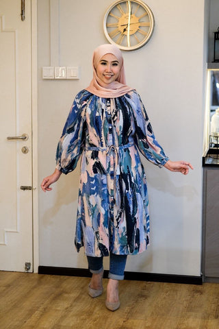 Amyra printed balloon sleeve oversized long tunic #4