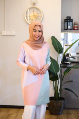 3-colour pleated tunic Lavender