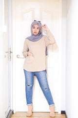 Waffle knit hilow pocket top