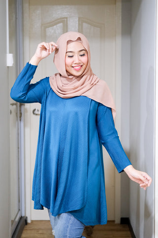 Pleated high neck long tunic