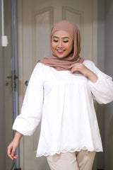 Lila eyelet puff balloon sleeve top White #4