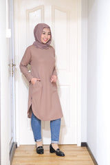 Waffle knit long tunic