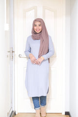 Waffle knit long tunic with cuff sleeve v2