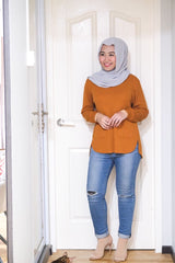 Waffle knit pocket top