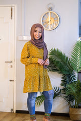 Rabia ruffle printed tunic Mustard L