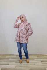 Nora printed tiered puff top #6 Pink