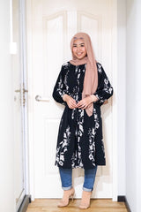 Amyra printed balloon sleeve oversized long tunic #1