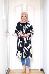 Amyra printed balloon sleeve oversized long tunic