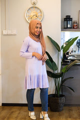 Long pleated ruffle tunic Beigepink