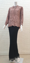 Hanis printed pleated top #2 Darkbrown