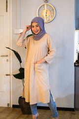 Leia long linen pocket split tunic