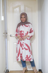 Amyra printed balloon sleeve oversized long tunic