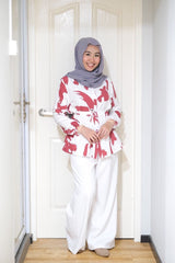 Naomi printed tiered top Whitered