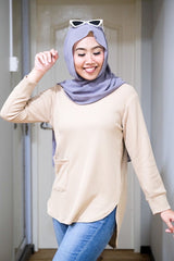 Waffle knit hilow pocket top