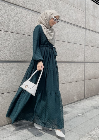 Arianna tiered dress Darkgreen