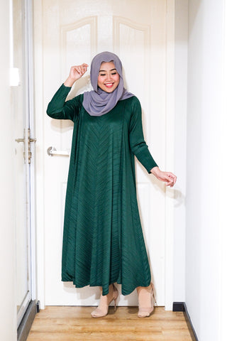 Pleated high neck dress #2 Darkgreen