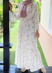 Rita floral ruffle dress Offwhite