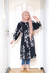 Amyra printed balloon sleeve oversized long tunic #1