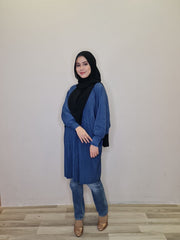 Pleated batwing long tunic