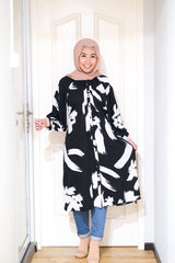 Amyra printed balloon sleeve oversized long tunic