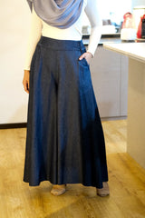 Denim skirt-pants