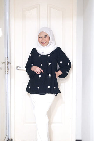 Erna puff balloon sleeve top Black