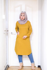 Waffle knit long tunic with cuff sleeve v3